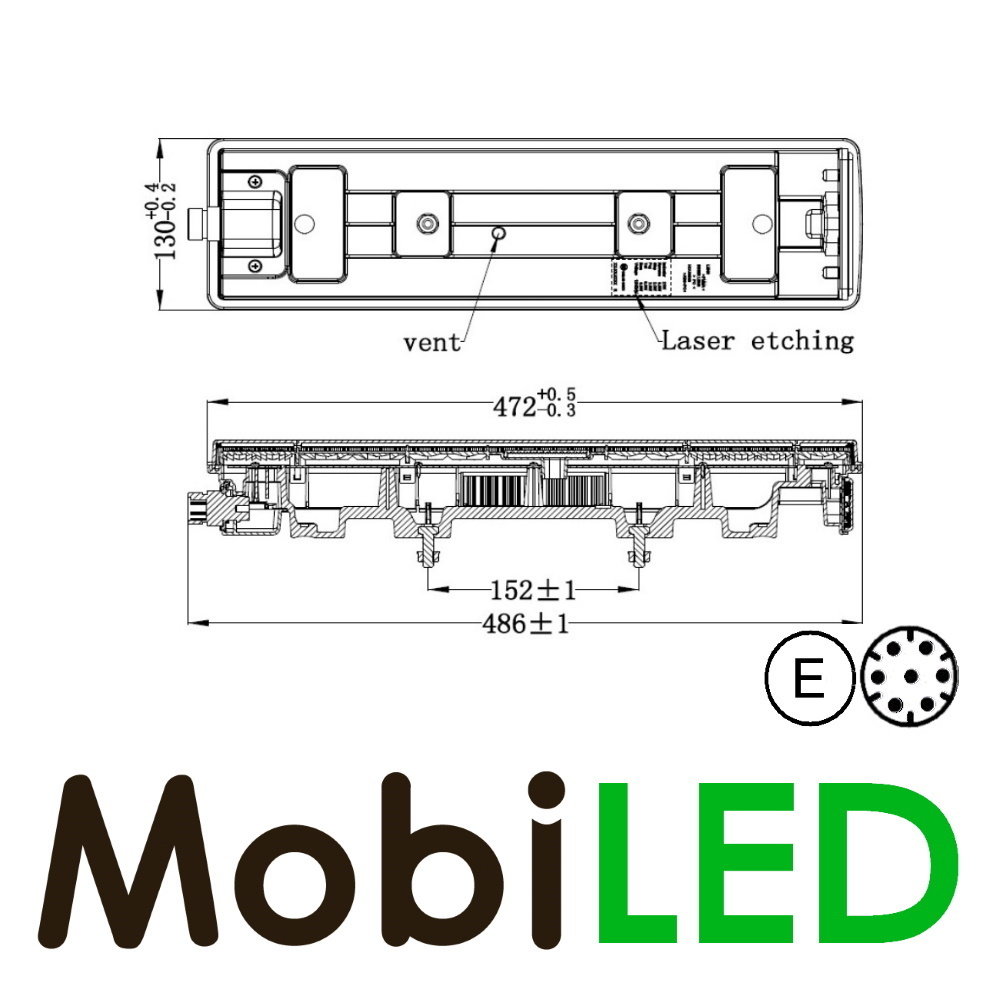 Achterlicht 5 functies + kentekenverlichting E-keur met 7 pins connector Links