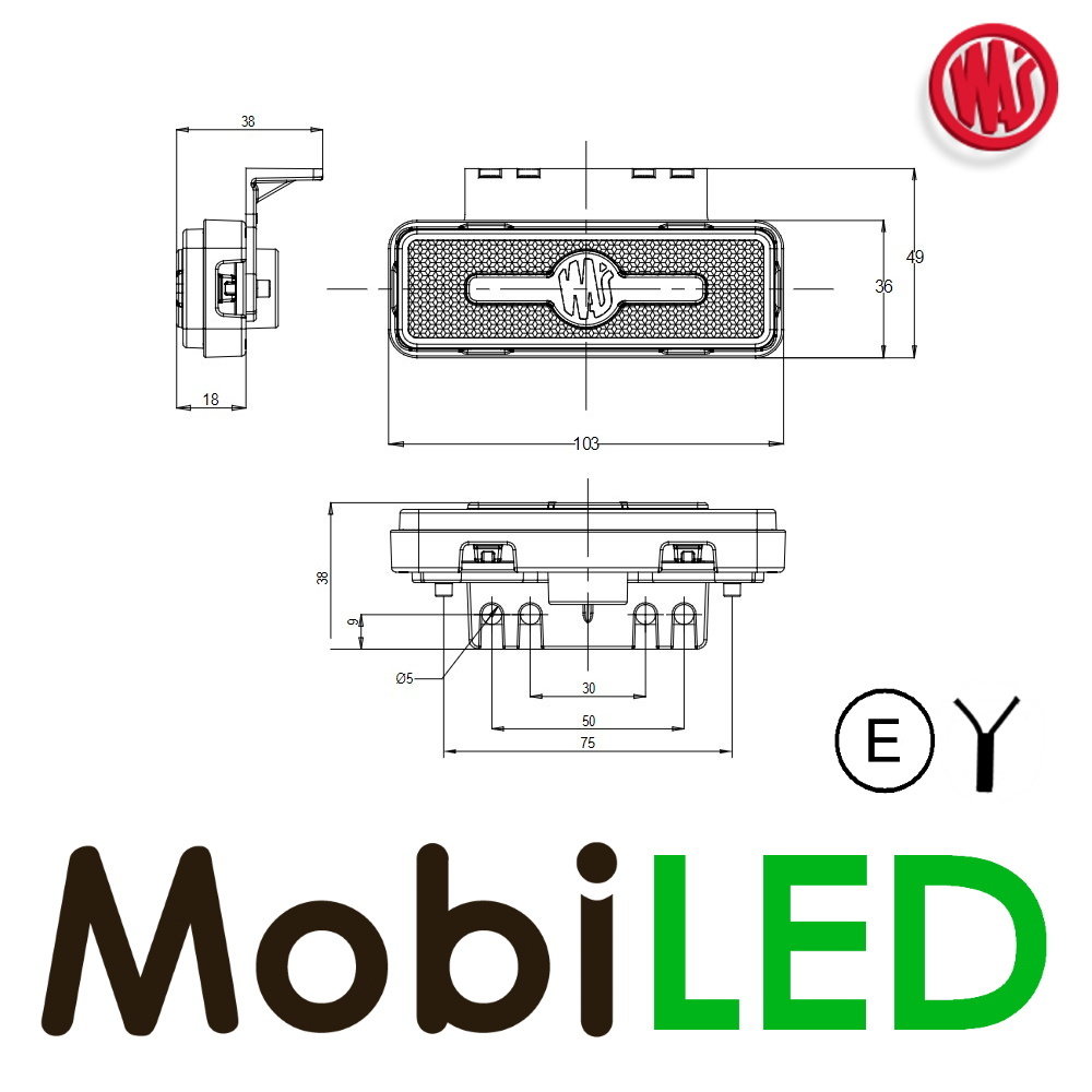 WAS WAS Zijmarkering streep rechthoekig amber NEON look E-keur