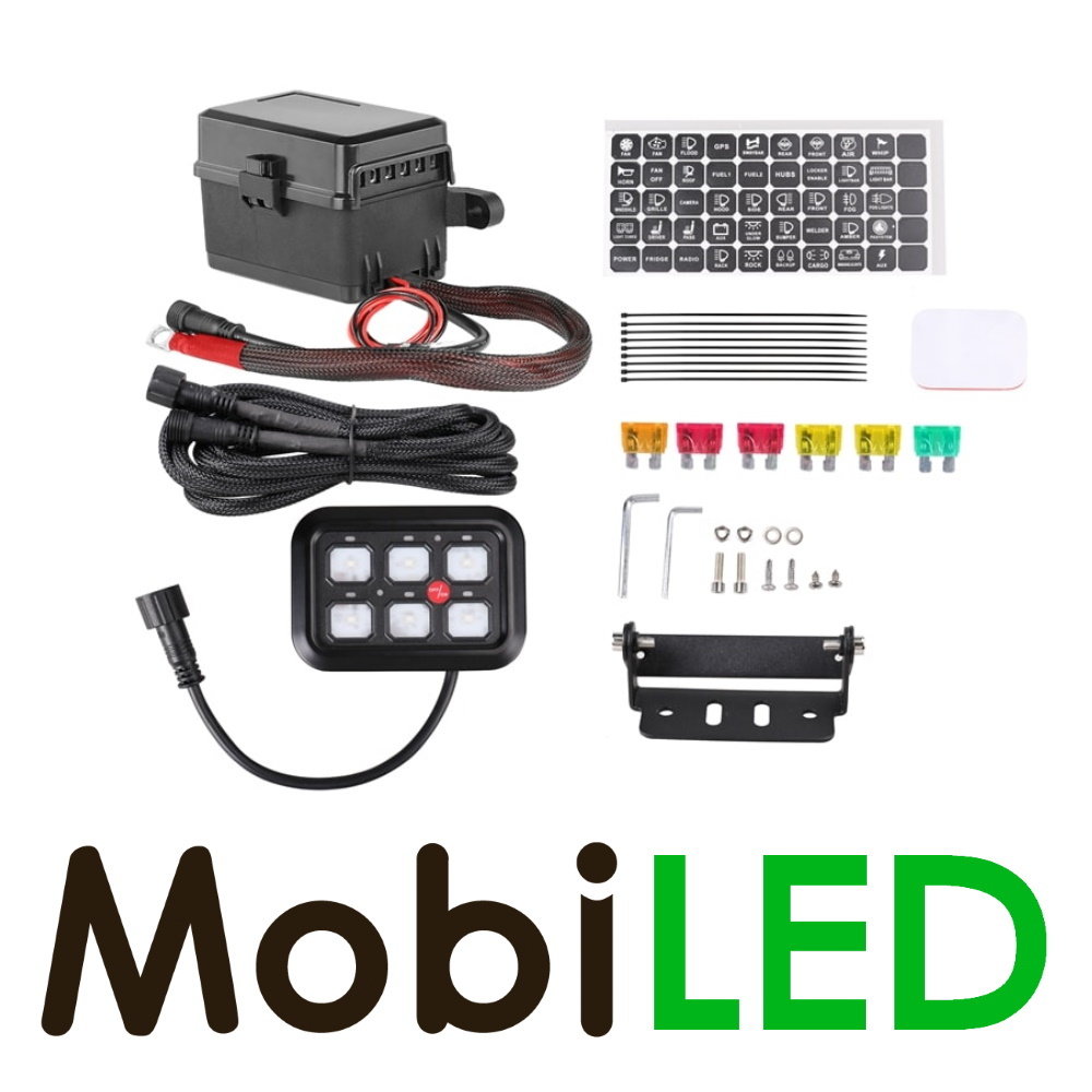 Bedieningspaneel met power unit 6 knops 12V Bedieningspaneel met power unit 6 knops 12V