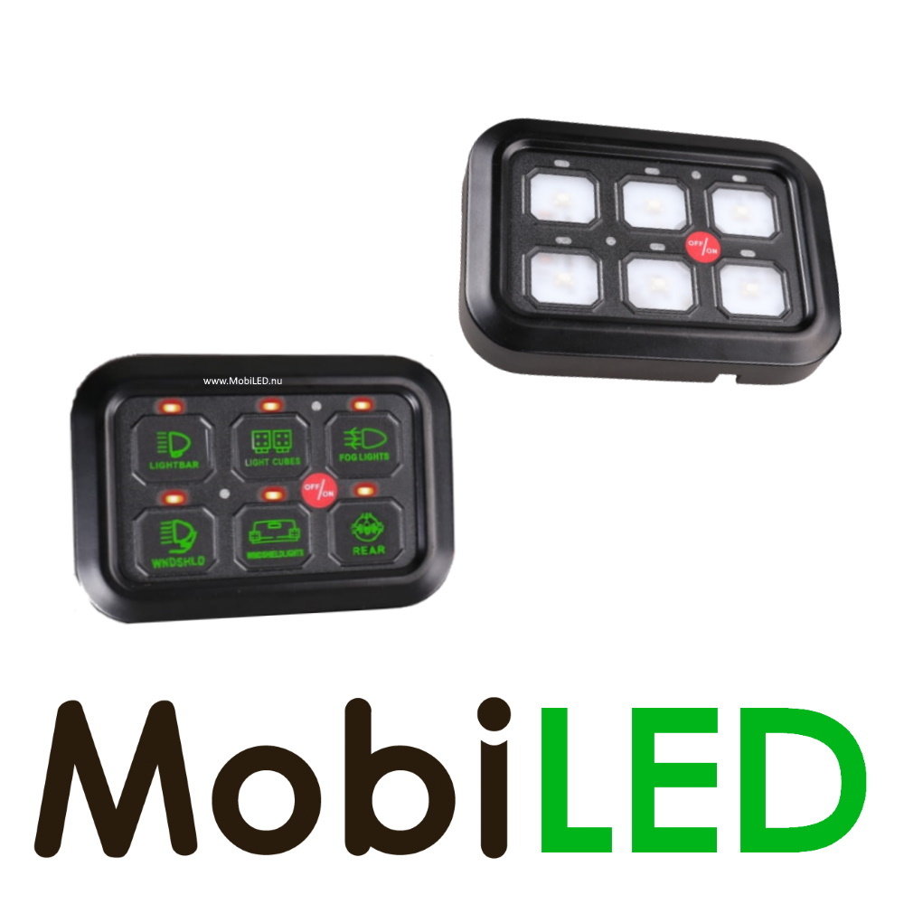 Bedieningspaneel met power unit 6 knops 12V Bedieningspaneel met power unit 6 knops 12V