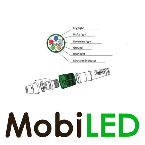 Fristom 6 pins bajonet connector geel met 2 m kabel Fristom 6 pins bajonet connector geel met 2 m kabel