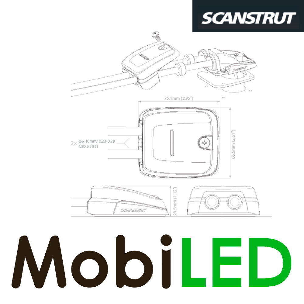 Scanstrut DS-HD10-BLK dubbele kabeldoorvoer zwart Scanstrut DS-HD10-BLK dubbele kabeldoorvoer zwart