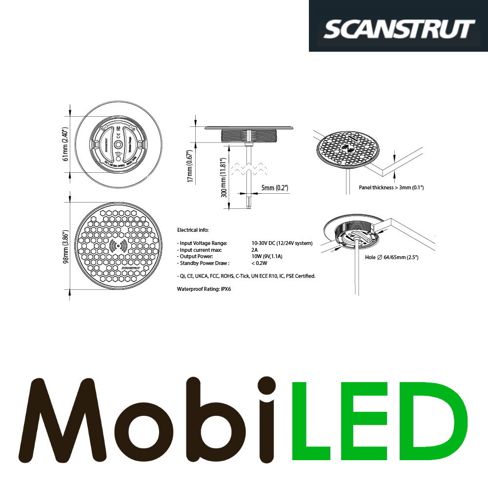 Scanstrut Wireless phone charger 10W