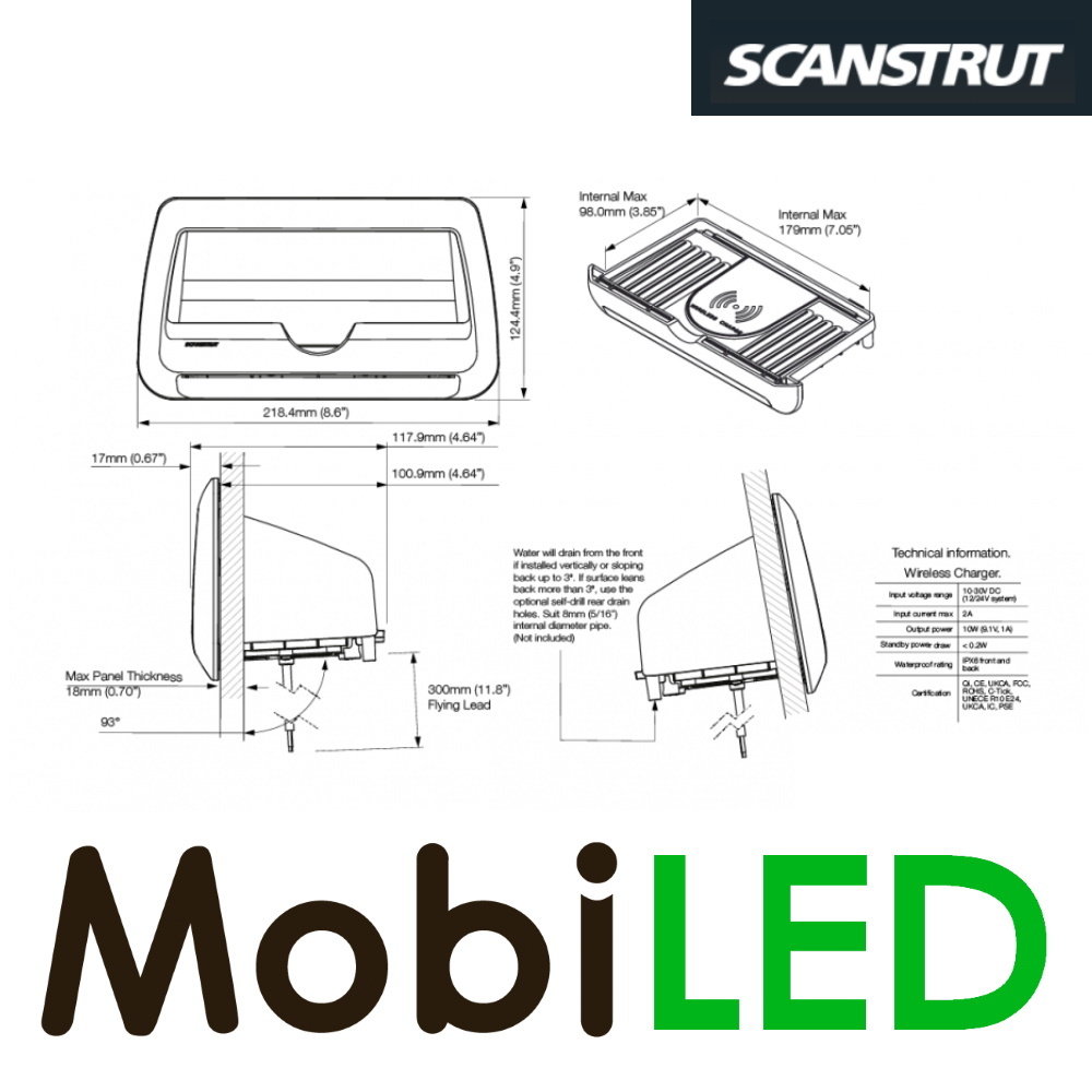 Scanstrut Support de téléphone et chargeur Scanstrut forme du cove