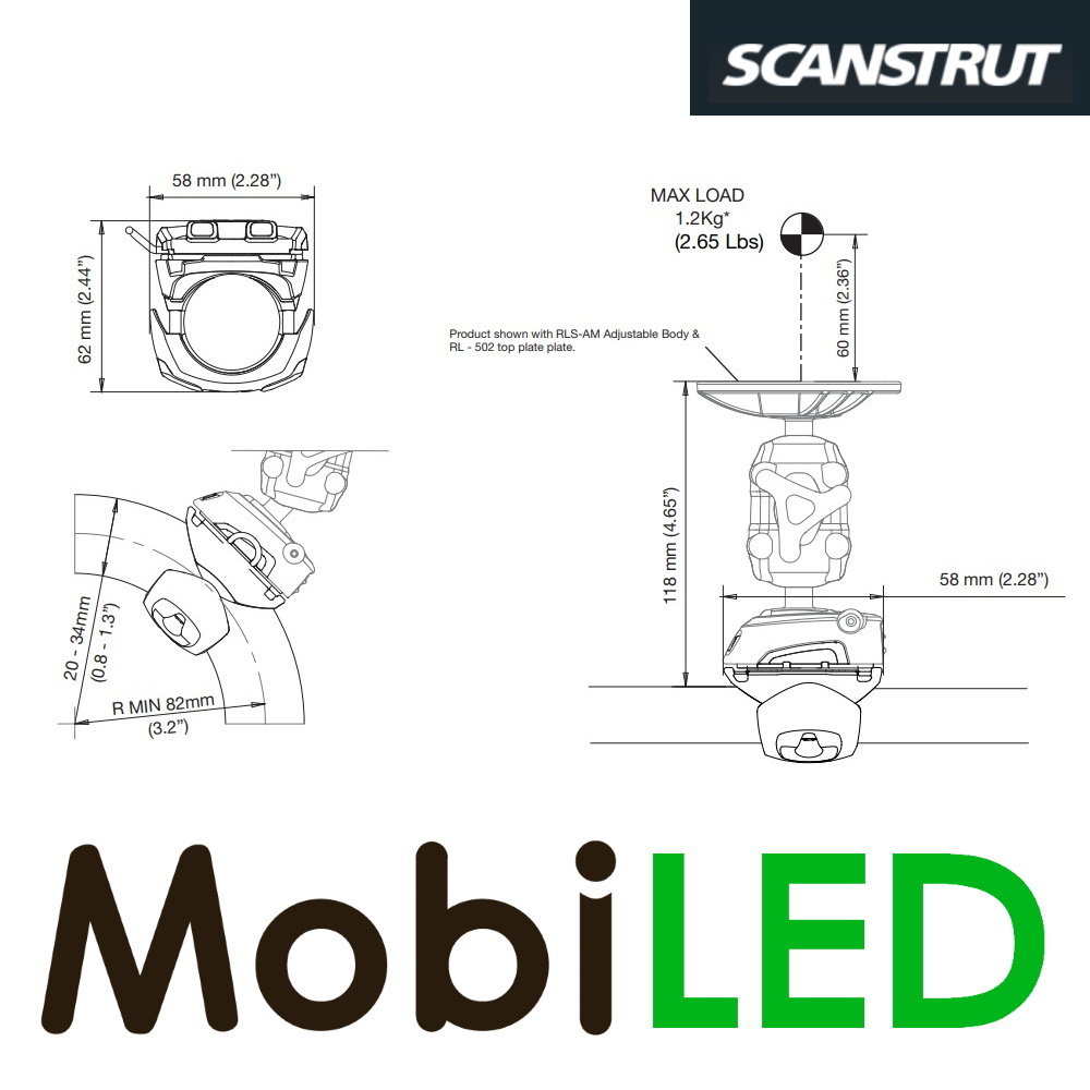 Scanstrut ROKK mini Base de rail Scanstrut ROKK mini Base de rail