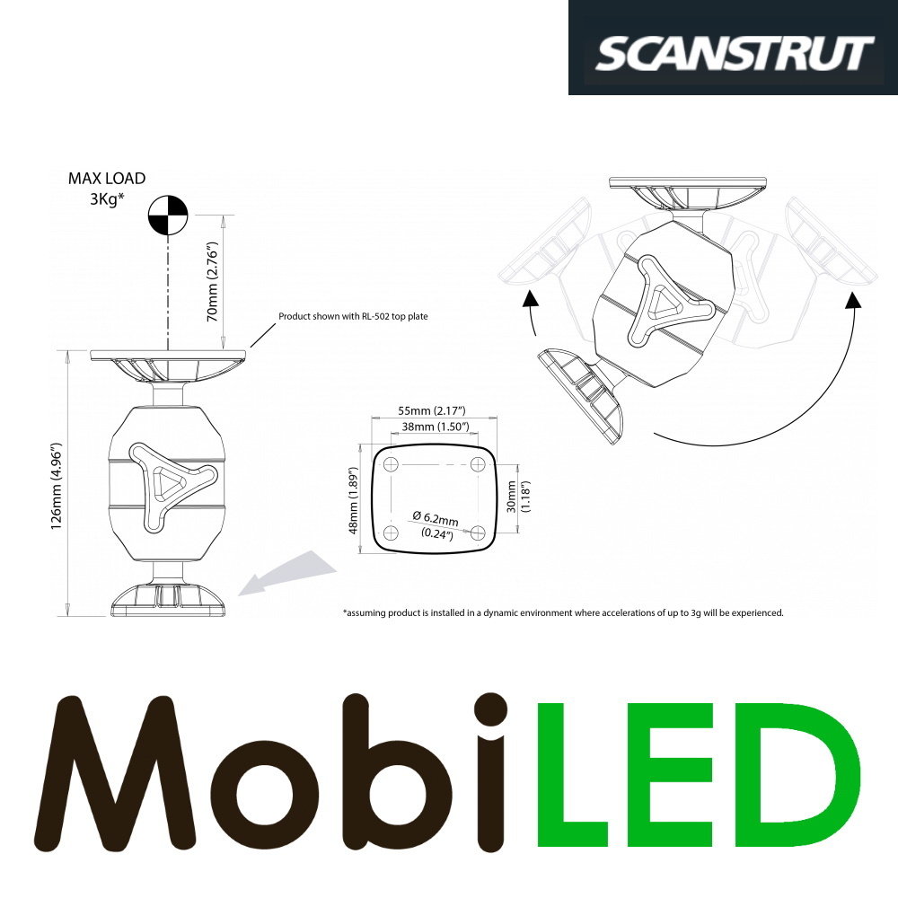 Scanstrut ROKK midi Base avec body vissée