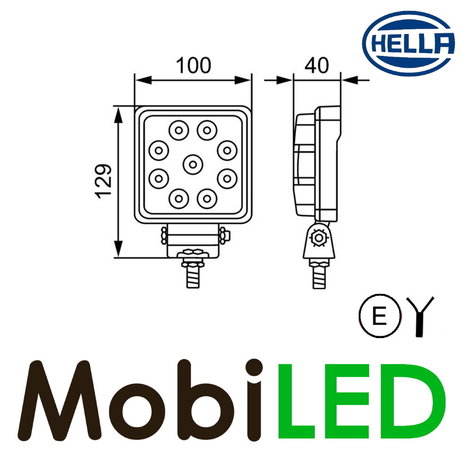 Hella Hella S1500 Lampe de travail 15W carrée E-marque