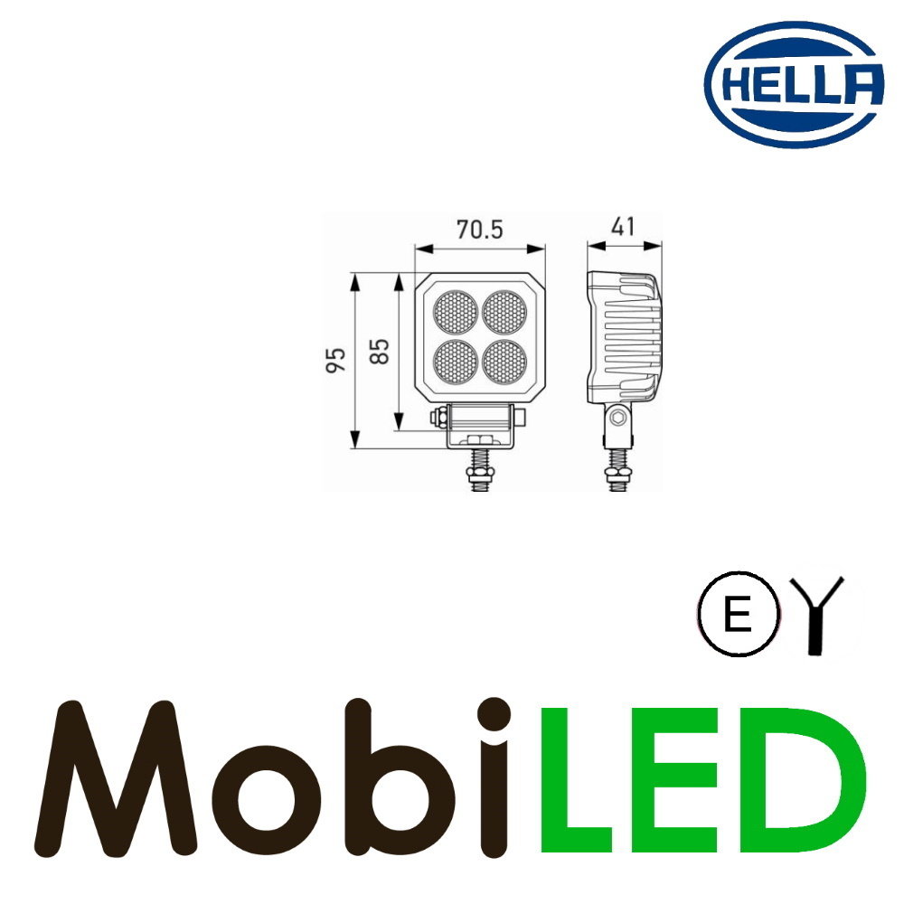 Hella Hella TS1700 Worklight 24W square 3m cable E-mark Hella Hella TS1700 Worklight 24W square 3m cable E-mark