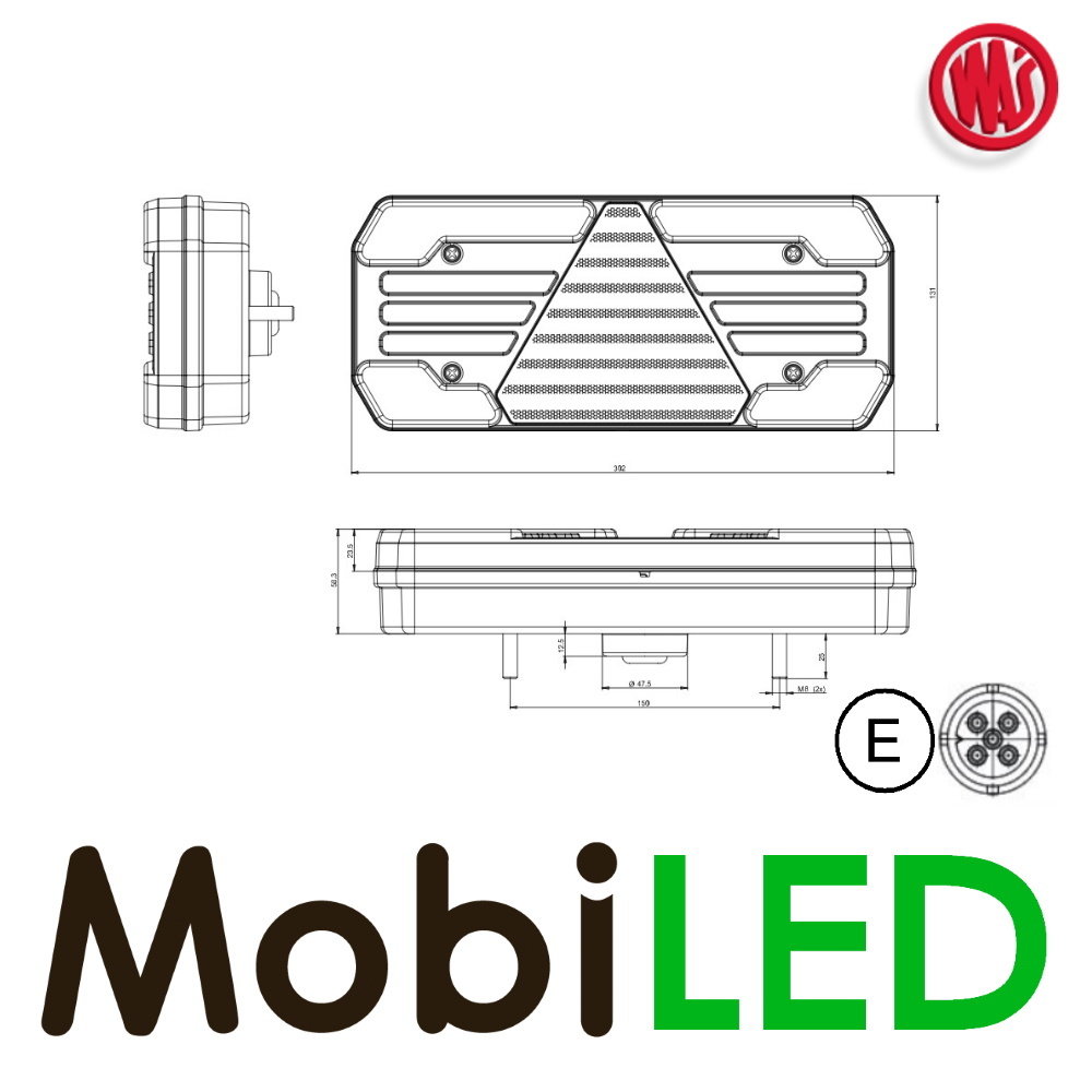 WAS Achterlicht 4 functies reflector links 12-24V E-keur WAS Achterlicht 4 functies reflector links 12-24V E-keur