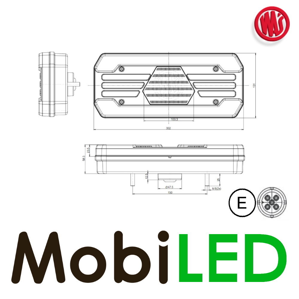 WAS WAS Achterlicht 4 functies links 12-24V E-keur WAS WAS Achterlicht 4 functies links 12-24V E-keur