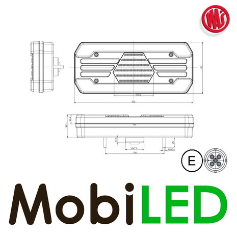 WAS WAS Achterlicht 4 functies links 12-24V E-keur WAS WAS Achterlicht 4 functies links 12-24V E-keur