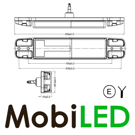 Slimline Feu arrière 12–24 volts 4 fonctions E-marque Slimline Feu arrière 12–24 volts 4 fonctions E-marque