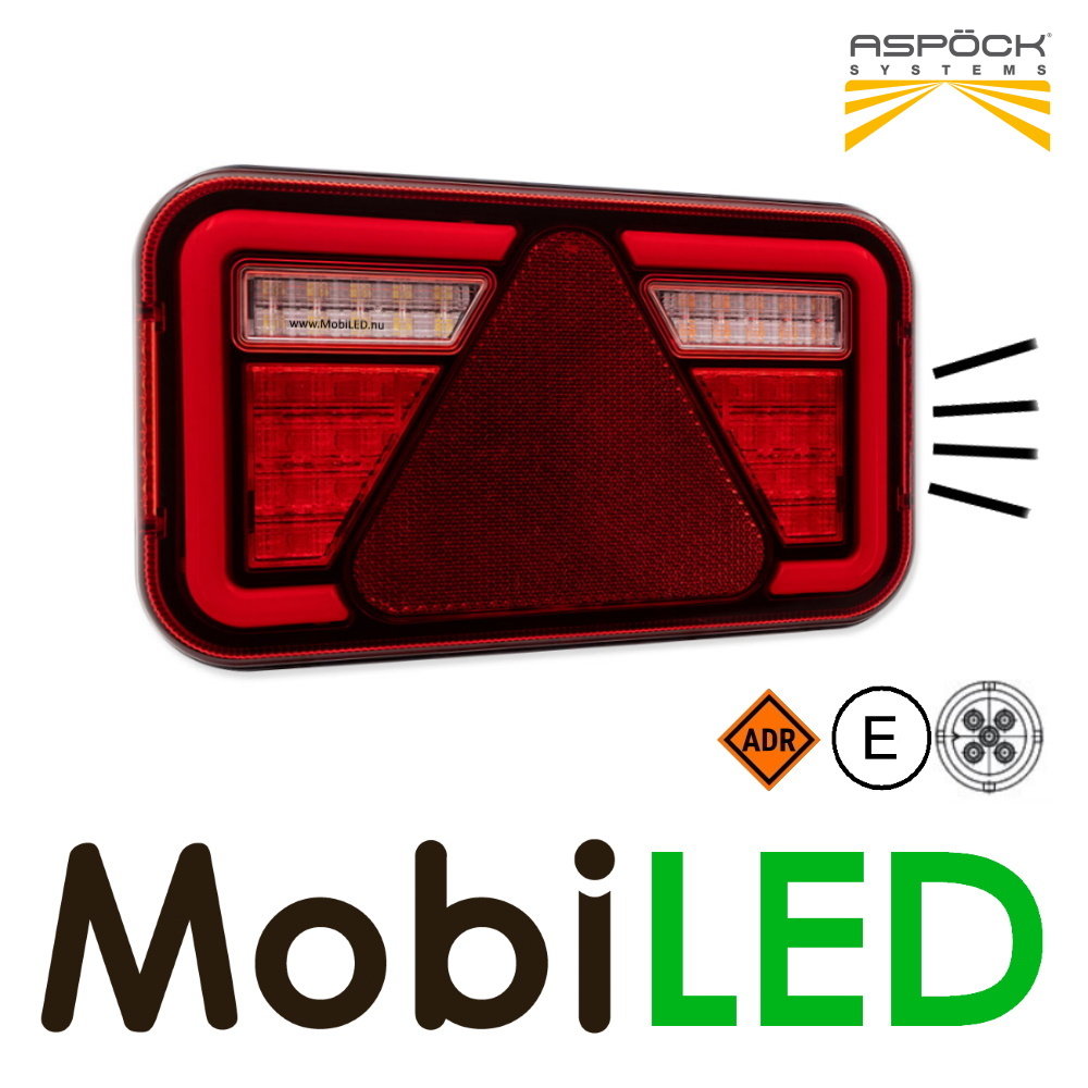 Aspöck Aspock MultiLed IV Achterlicht 5 functies reflector links 12-24V E-keur, 5-pins bajonet aansluiting Aspöck Aspock MultiLed IV Achterlicht 5 functies reflector links 12-24V E-keur, 5-pins bajonet aansluiting