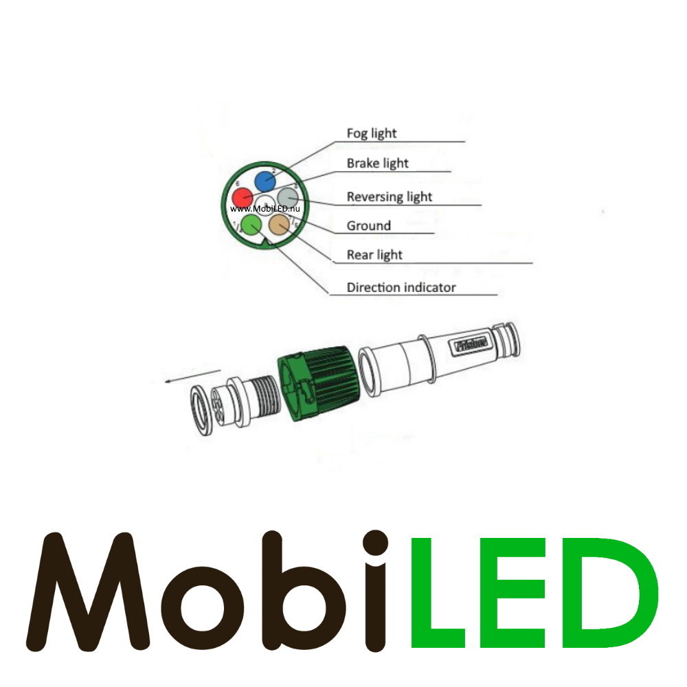 Fristom 6 pins bajonet connector geel