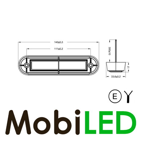 Contour lighting Red flat mounting 12-24 volts E-mark Contour lighting Red flat mounting 12-24 volts E-mark