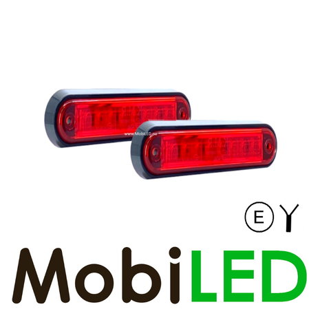 Contour verlichting rood platte montage 12-24 volt E-keur 2 stuks