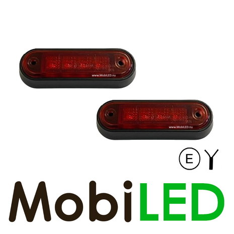 Contour verlichting rood platte montage 12-24 volt E-keur 2 stuks