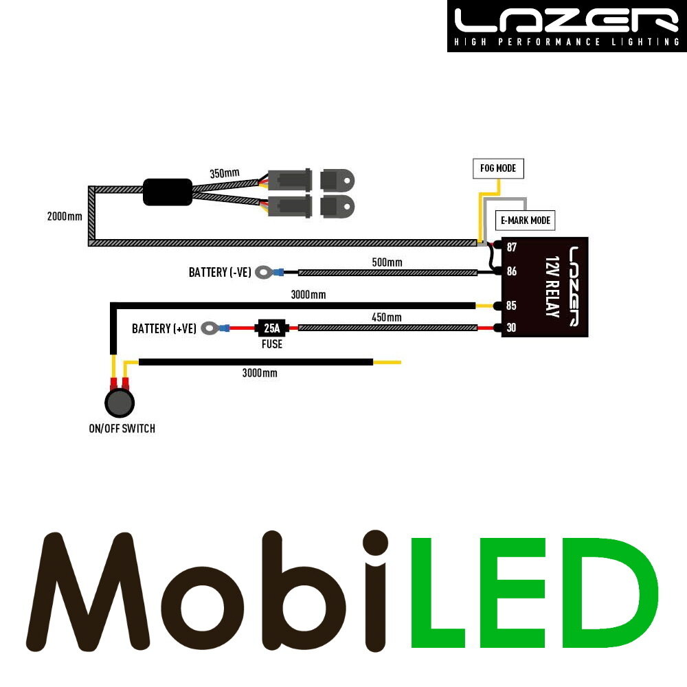 LAZER Kabelset 2 lampen Carbon-6 (12V)