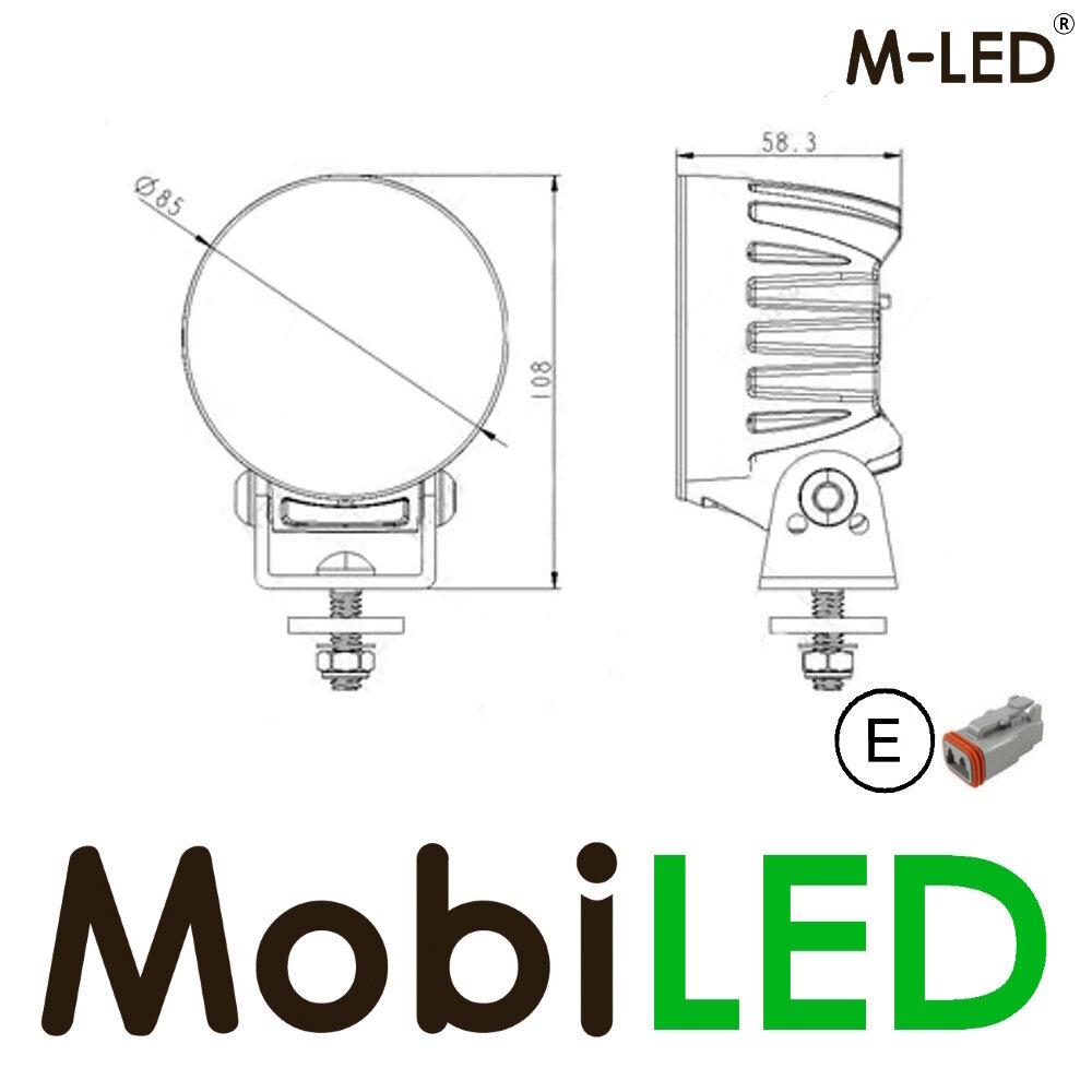 M-LED M-LED Work lamp 40W round E-mark