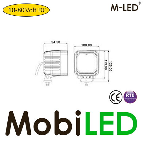 M-LED M-LED Werklamp 10-80V DC 40W vierkant E-keur M-LED M-LED Werklamp 10-80V DC 40W vierkant E-keur