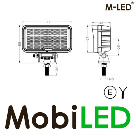 M-LED M-LED Lampe de travail  18W 9-32V E-marque M-LED M-LED Lampe de travail  18W 9-32V E-marque