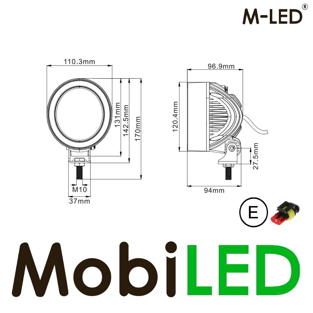 M-LED M-LED Lampe de travail 40W ronde gris E-marque M-LED M-LED Lampe de travail 40W ronde gris E-marque