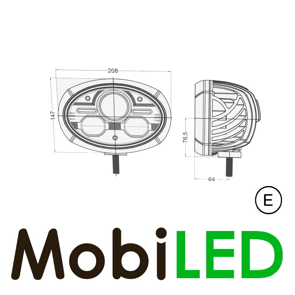 Koplamp groot, dim en positie licht universeel E-keur