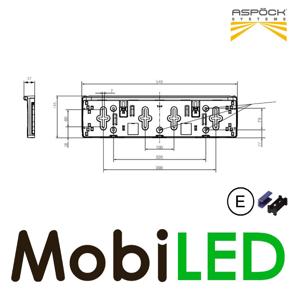 Aspöck License plate with lighting 24 volts 1 function