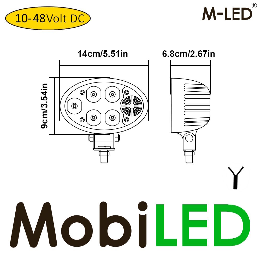 M-LED M-LED Lampe de travail avec clignotant et marqueur 10-48V droite