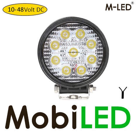 M-LED M-LED Lampe de travail pour chariot élévateur 10-48V 27W ronde M-LED M-LED Lampe de travail pour chariot élévateur 10-48V 27W ronde