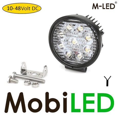 M-LED M-LED Lampe de travail pour chariot élévateur 10-48V 27W ronde M-LED M-LED Lampe de travail pour chariot élévateur 10-48V 27W ronde
