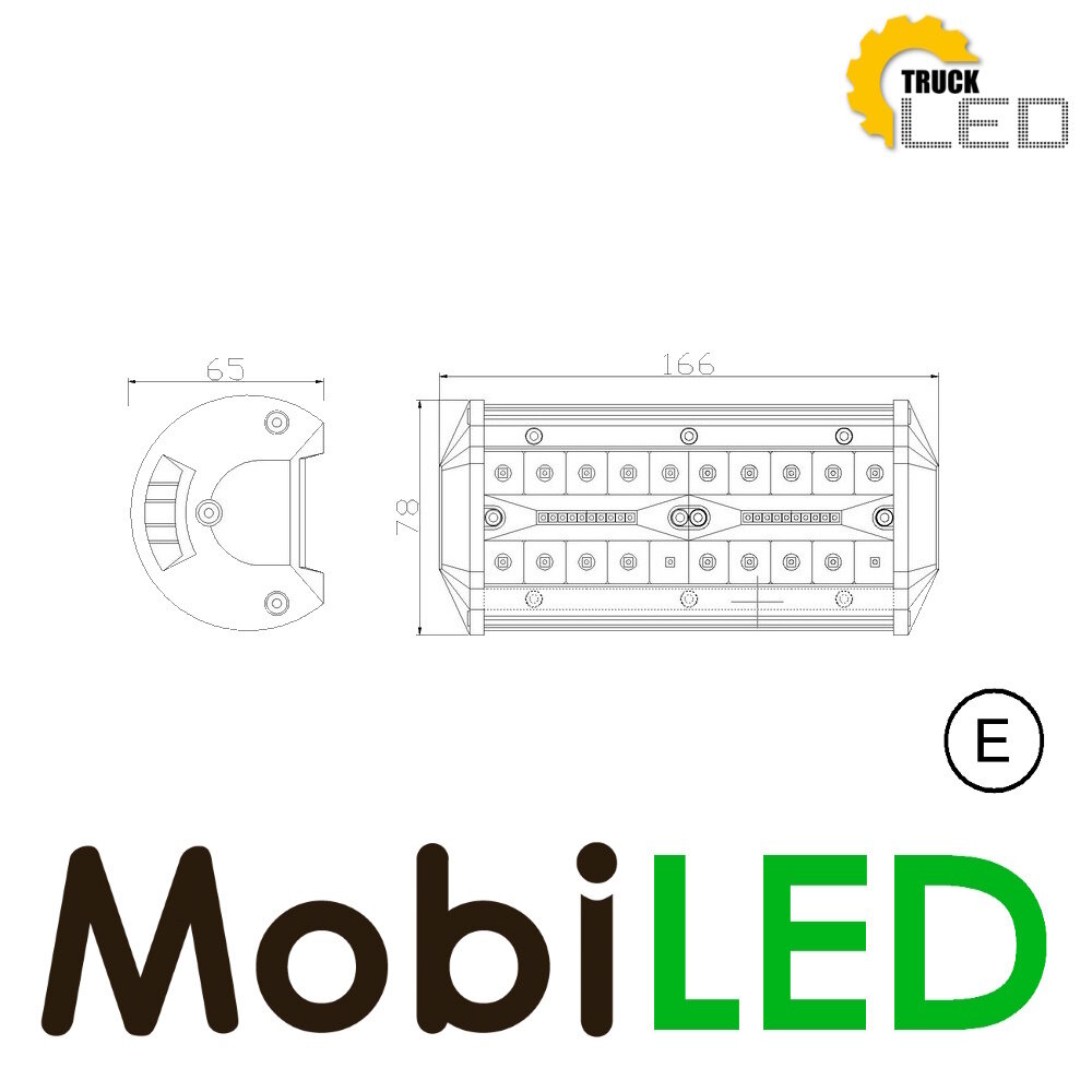 TruckLED Lampe de travail combi de type C 60 watts E-mark