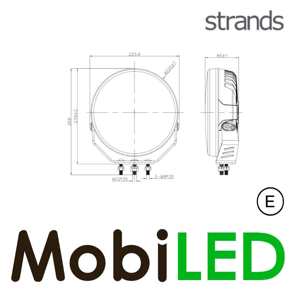 Strands Strands Firefly Black projecteur 9" feu de position ambre et blanc E-mark