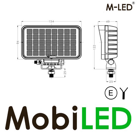 M-LED M-LED Work lamp 40W 9-32V 2 meters cable E-mark M-LED M-LED Work lamp 40W 9-32V 2 meters cable E-mark