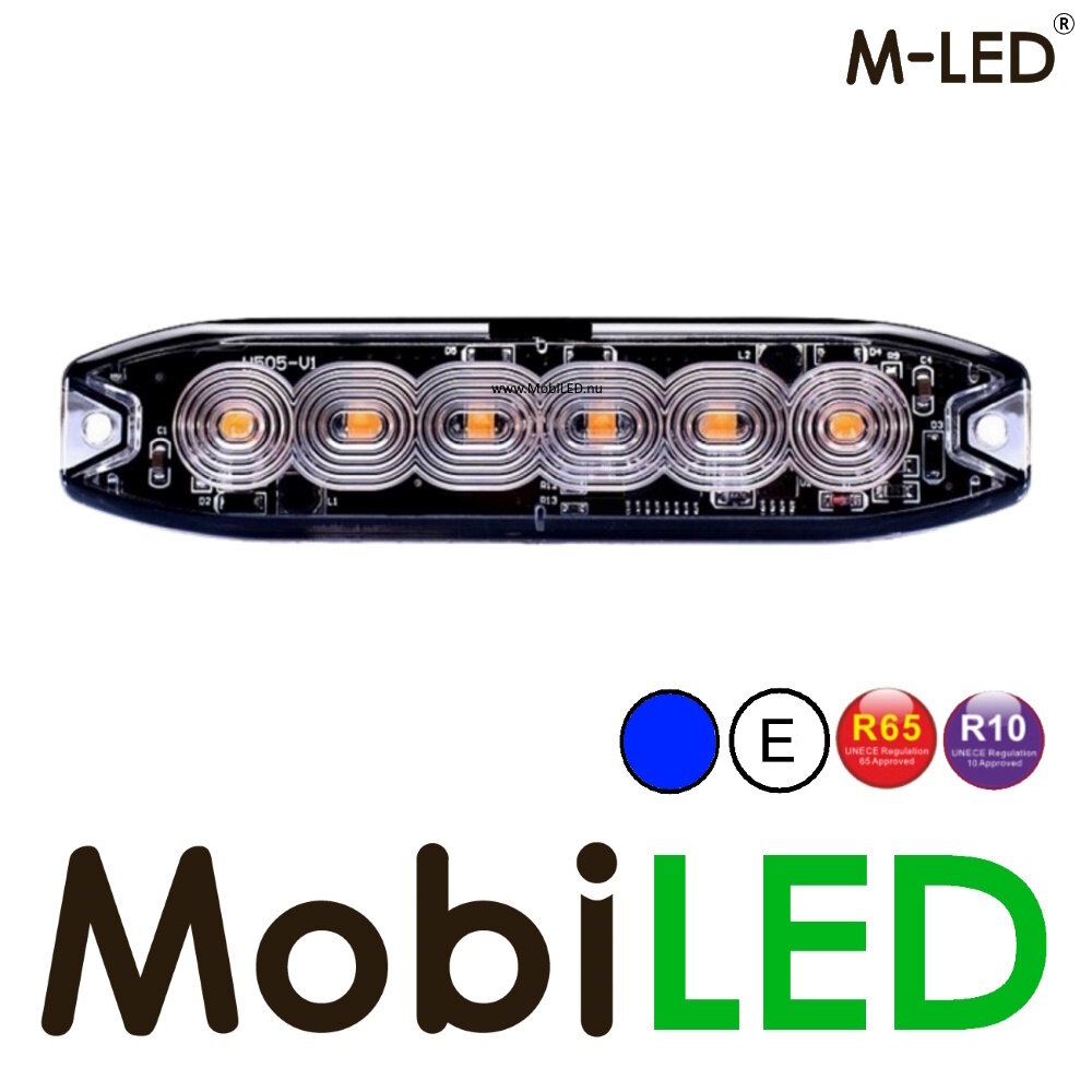 M-LED M-LED Super dunne flitser 6 leds blauw E-keur M-LED M-LED Super dunne flitser 6 leds blauw E-keur