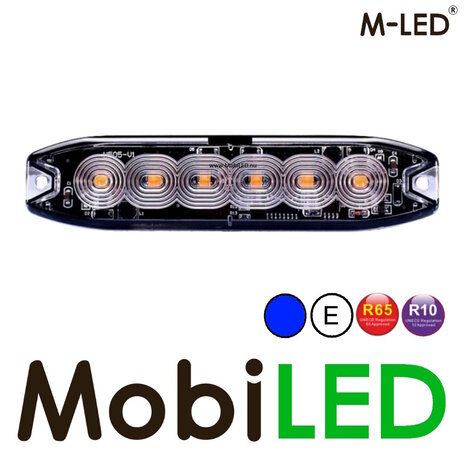 M-LED M-LED Super dunne flitser 6 leds blauw E-keur M-LED M-LED Super dunne flitser 6 leds blauw E-keur