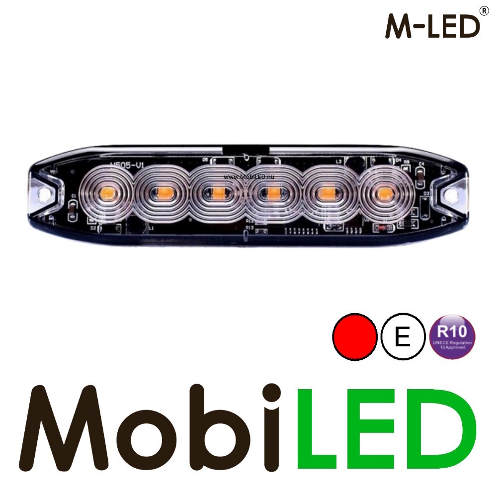 M-LED M-LED Superdunne flitser 6 leds rood E-keur