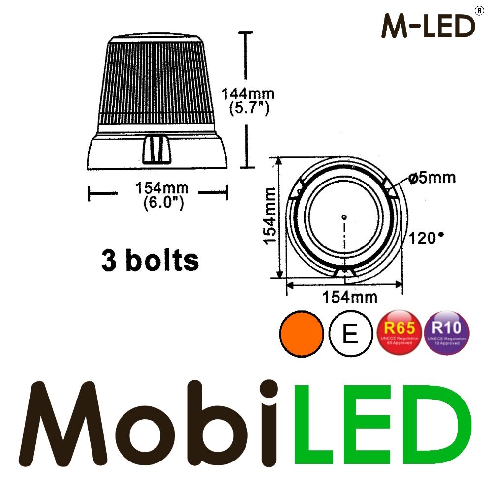M-LED M-LED Balise rotative /  flash 24 watts montage fixe E-marque