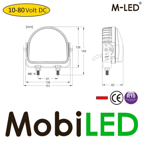 M-LED M-LED Lumière de sécurité 10-80 volts Rouge E-marque M-LED M-LED Lumière de sécurité 10-80 volts Rouge E-marque