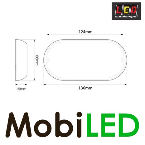 LED autolamps Interior lighting opal white 12-24 volts without switch oval compact LED autolamps Interior lighting opal white 12-24 volts without switch oval compact