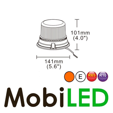 Rotating beacon/flash lamp 20 watts screw mount E-mark