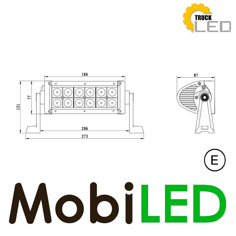 TruckLED D-type Lampe de travail combi 22 watts E-marque