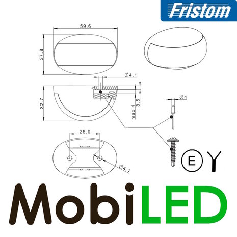 Fristom Side marking hemisphere red dark E-mark