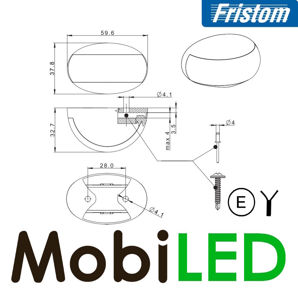 Fristom Zijmarkering halfrond wit E-keur