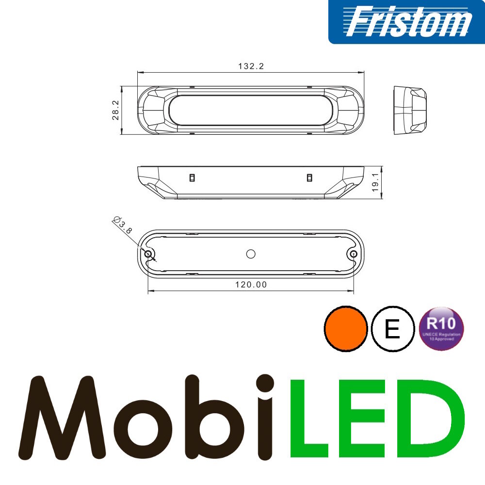 Fristom Fristom Flasher Amber compact Dark look 6 LEDs E-mark Fristom Fristom Flasher Amber compact Dark look 6 LEDs E-mark