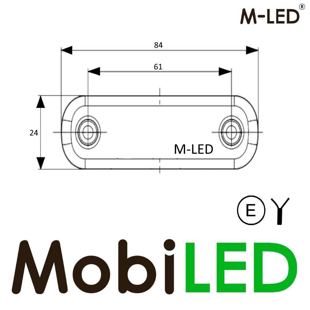 M-LED M-LED Markering Slim line donker uiterlijk wit E-keur 12-24 volt