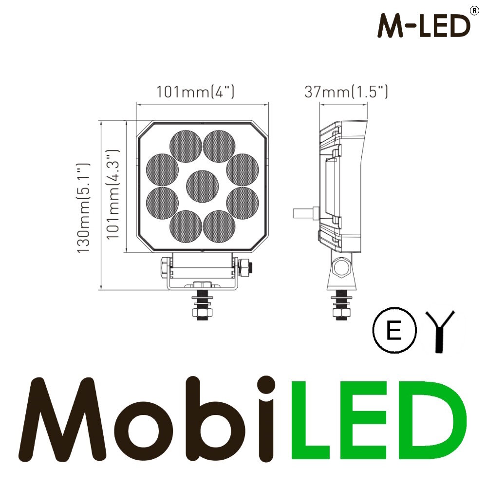 M-LED M-LED Werklamp 20W vierkant E-keur M-LED M-LED Werklamp 20W vierkant E-keur