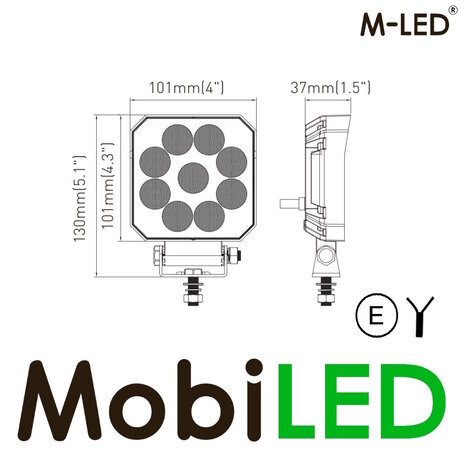 M-LED M-LED Lampe de travail 20W carrée E-marque M-LED M-LED Lampe de travail 20W carrée E-marque