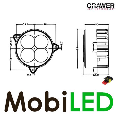 Crawer Crawer inbouw werklamp 40W rond 12-24V CREE
