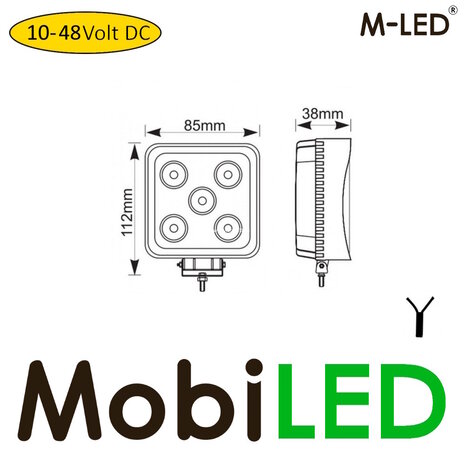 M-LED Lampe de travail carrée 15W mini 10-48V M-LED Lampe de travail carrée 15W mini 10-48V